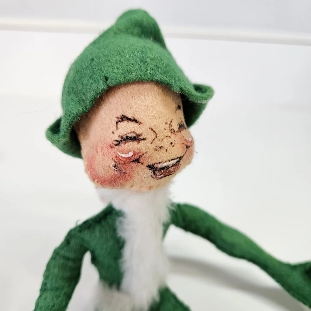 VINTAGE Annalee Mobilitee Green Poseable Elf Doll 1957 Christmas Shelf Sitter